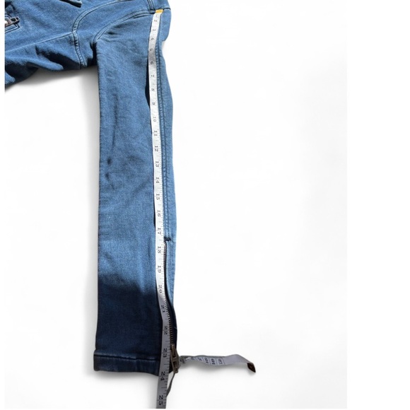 BLANK NYC Denim Moto Jacket Small Blue Zip Front Fitted Biker Style Jean Jacket - Picture 12 of 16